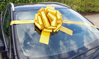 MEGA Giant Car Bow (42cm diameter) with 6m Ribbon - HOLOGRAPHIC GOLD