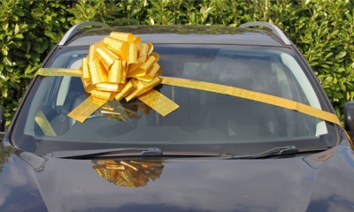 MEGA Giant Car Bow (42cm diameter) with 6m Ribbon - HOLOGRAPHIC GOLD