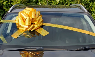 MEGA Giant Car Bow (42cm diameter) with 6m Ribbon - HOLOGRAPHIC GOLD