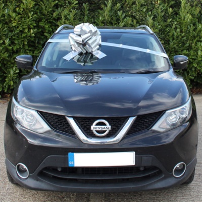 MEGA Giant Car Bow (42cm diameter) with 6m Ribbon - HOLOGRAPHIC SILVER