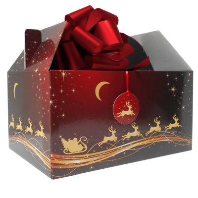 Giant Gable Gift Box Kit - (35x24x18cm) RED/GOLD REINDEER & RED Accessories