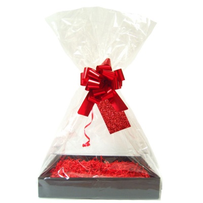 BULK Gift Basket Kit - (Medium) BLACK EASY FOLD TRAY / RED ACCESSORIES x10