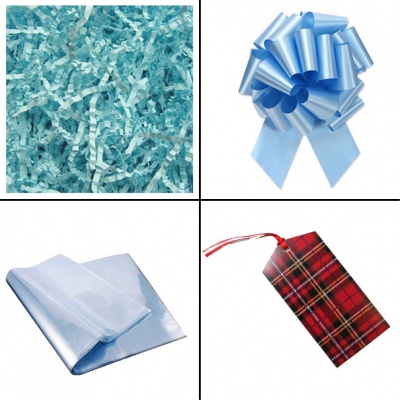 BULK Gift Basket Kit - (Medium) TARTAN EASY FOLD TRAY / BLUE ACCESSORIES x10