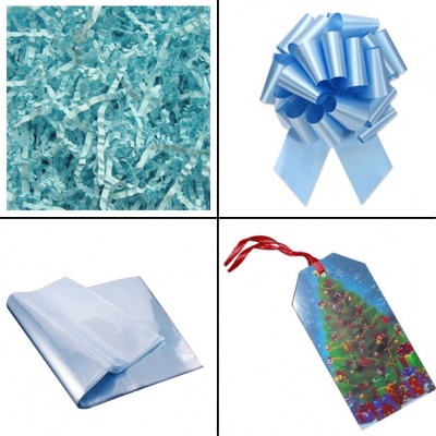 BULK Gift Basket Kit - (Medium) CHRISTMAS TREE EASY FOLD TRAY / BLUE ACCESSORIES x10