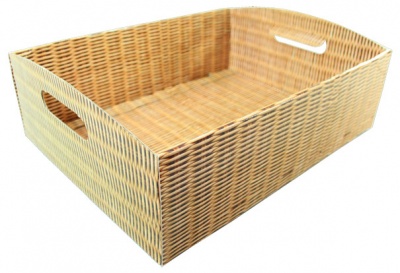 BULK Gift Basket Kit - WICKER FOLD-UP TRAY (41cm) / GOLD ACCESSORIES x 10