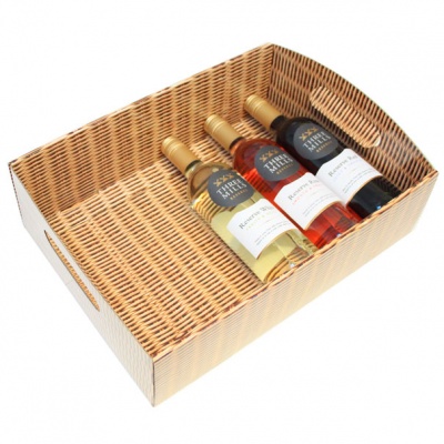 BULK Gift Basket Kit - WICKER FOLD-UP TRAY (41cm) / GOLD ACCESSORIES x 10