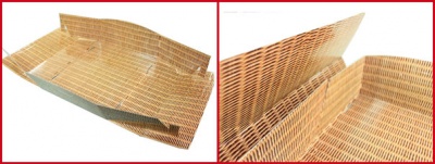 BULK Gift Basket Kit - WICKER FOLD-UP TRAY (41cm) / GOLD ACCESSORIES x 10