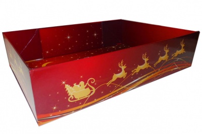 BULK Gift Basket Kit - (Large) REINDEER EASY FOLD TRAY / GOLD ACCESSORIES x10