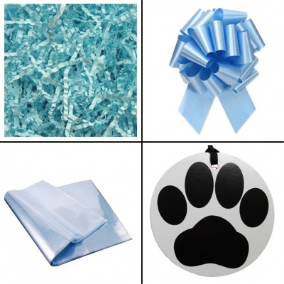 BULK Gift Basket Kit - (Large) PAW PRINTS EASY FOLD TRAY / BLUE ACCESSORIES x10