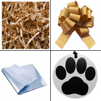 BULK Gift Basket Kit - (Large) PAW PRINTS EASY FOLD TRAY / GOLD ACCESSORIES x10