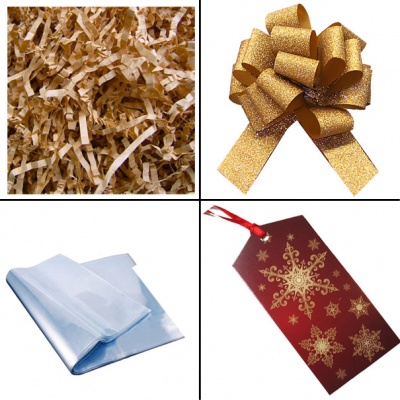 BULK Gift Basket Kit - (Large) SNOWFLAKES EASY FOLD TRAY / GOLD ACCESSORIES x10