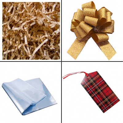 BULK Gift Basket Kit - (Large) TARTAN EASY FOLD TRAY / GOLD ACCESSORIES x10