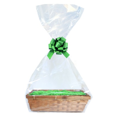 Complete Gift Basket Kit - (20x15x6cm) BROWN BAMBOO TRAY / GREEN ACCESSORIES