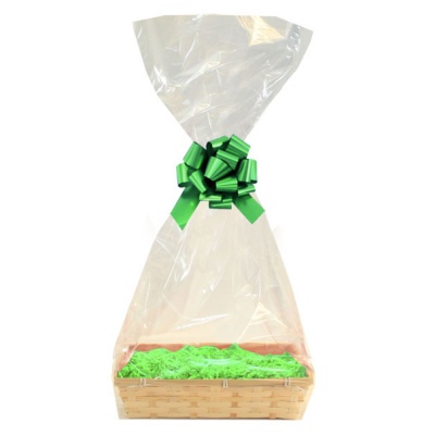 Complete Gift Basket Kit - (20x15x6cm) NATURAL BAMBOO TRAY / GREEN ACCESSORIES