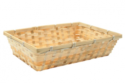 Complete Gift Basket Kit - (30x20x7cm) NATURAL BAMBOO TRAY / BLUE ACCESSORIES