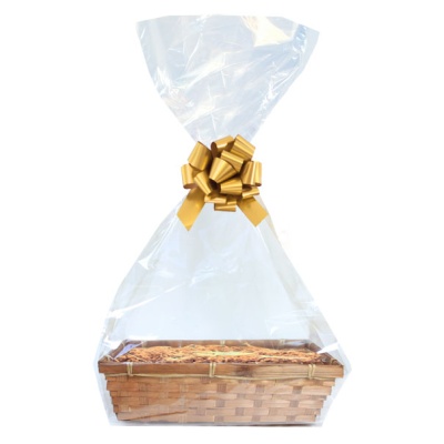 Complete Gift Basket Kit - (30x20x7cm) BROWN BAMBOO TRAY / GOLD ACCESSORIES