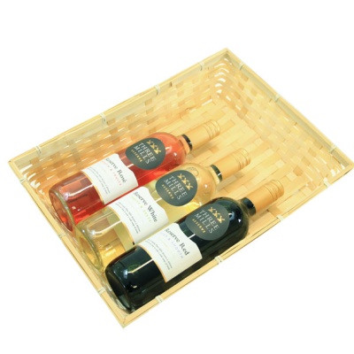 BULK Gift Basket Kit - 41cm NATURAL BAMBOO TRAYS / RED ACCESSORIES x10