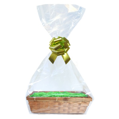 BULK Gift Basket Kit - 36cm BROWN BAMBOO TRAYS / LIGHT GREEN ACCESSORIES x10