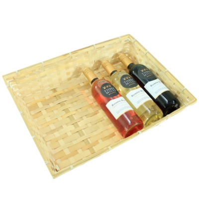 BULK Gift Basket Kit - 47cm NATURAL BAMBOO TRAYS / RED ACCESSORIES x10