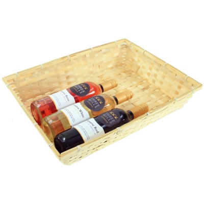 BULK Gift Basket Kit - 47cm NATURAL BAMBOO TRAYS / RED ACCESSORIES x10