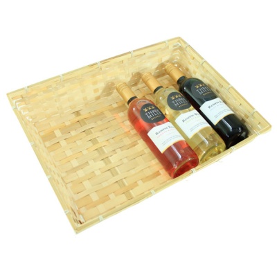 Complete Gift Basket Kit - (47x37x9cm) NATURAL BAMBOO TRAY / RED ACCESSORIES