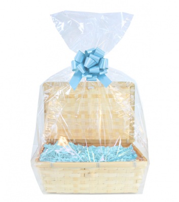 Complete Gift Basket Kit - (20x15x6cm) BAMBOO HAMPER / BLUE ACCESSORIES