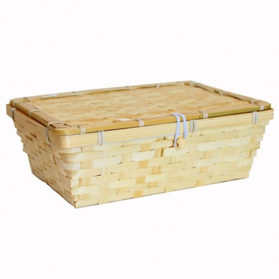 Complete Gift Basket Kit - (20x15x6cm) BAMBOO HAMPER / CREAM ACCESSORIES