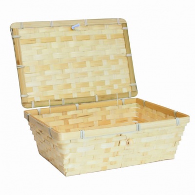 Complete Gift Basket Kit - (20x15x6cm) BAMBOO HAMPER / CREAM ACCESSORIES