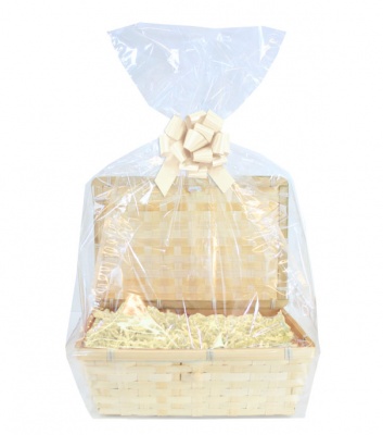 Complete Gift Basket Kit - (20x15x6cm) BAMBOO HAMPER / CREAM ACCESSORIES