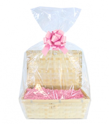 Complete Gift Basket Kit - (20x15x6cm) BAMBOO HAMPER / PINK ACCESSORIES