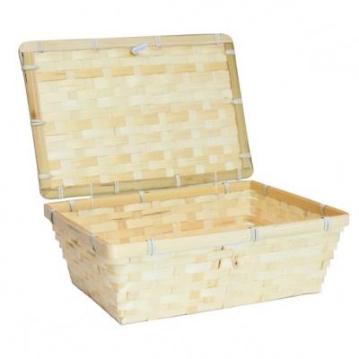 Complete Gift Basket Kit - (30x20x10cm) BAMBOO HAMPER / BLUE ACCESSORIES