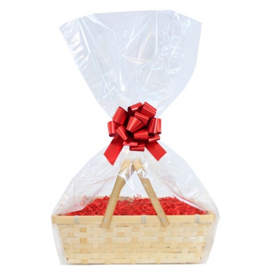 Complete Gift Basket Kit - (30x20x10cm) BAMBOO SHOPPER / RED ACCESSORIES