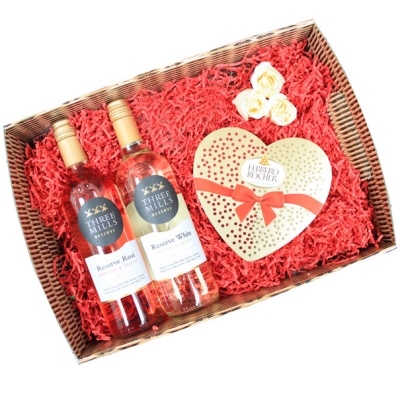 BULK Gift Basket Kit - WICKER FOLD-UP TRAY (41cm) / RED ACCESSORIES x 10