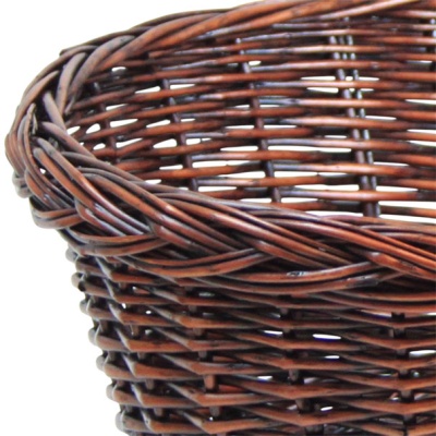 Plaited Top Wicker Shopping Basket with Folding Handles - VINTAGE BROWN 46cm