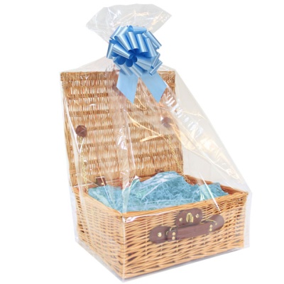 BULK Gift Basket Kit - 12'' NATURAL HAMPER / BLUE ACCESSORIES x10