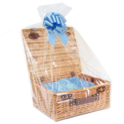 BULK Gift Basket Kit - 18'' NATURAL HAMPER / BLUE ACCESSORIES x10