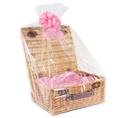 BULK Gift Basket Kit - 18'' NATURAL HAMPER / PINK ACCESSORIES x10