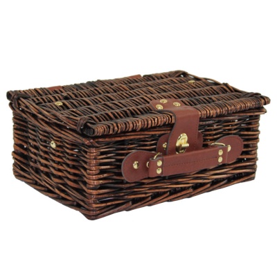 BULK Gift Basket Kit - 12'' VINTAGE BROWN HAMPER / BLUE ACCESSORIES x10