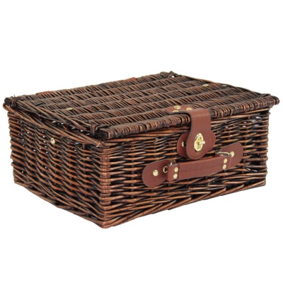 BULK Gift Basket Kit - 14'' VINTAGE BROWN HAMPER / BLUE ACCESSORIES x10