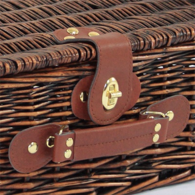 Hamper Gift Basket Kit - 14'' VINTAGE BROWN HAMPER / RED ACCESSORIES