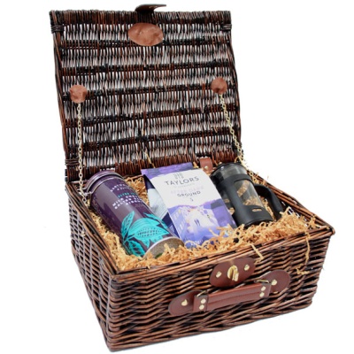 BULK Gift Basket Kit - 14'' VINTAGE BROWN HAMPER / BLUE ACCESSORIES x10