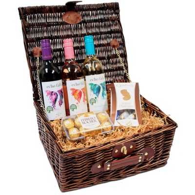 BULK Gift Basket Kit - 14'' VINTAGE BROWN HAMPER / PINK ACCESSORIES x10