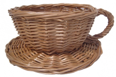 Gift Basket Kit - WICKER CUP & SAUCER / BLUE ACCESSORIES