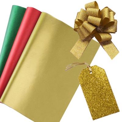 Giant Gable Gift Box Kit - (35x24x18cm) RED/GOLD REINDEER & GOLD Accessories