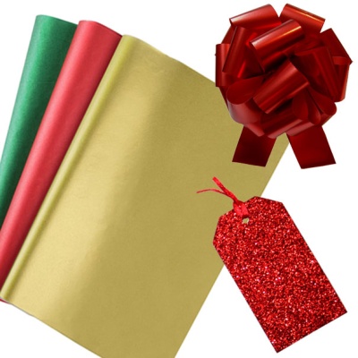 Giant Gable Gift Box Kit - (35x24x18cm) RED/GOLD REINDEER & RED Accessories