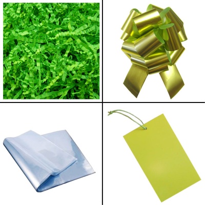 BULK Gift Basket Kit - 41cm BAMBOO TRAYS / LIGHT GREEN ACCESSORIES x10