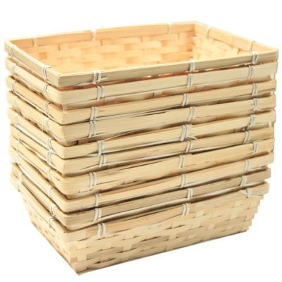 BULK Gift Basket Kit - 36cm NATURAL BAMBOO TRAYS / RED ACCESSORIES x10