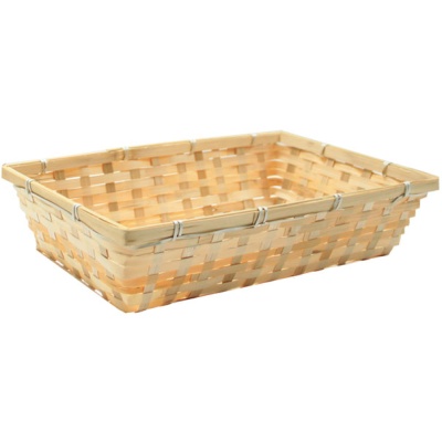 BULK Gift Basket Kit - 36cm NATURAL BAMBOO TRAYS / RED ACCESSORIES x10