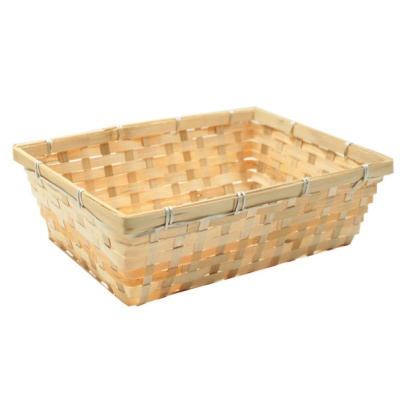 Complete Gift Basket Kit - (20x15x6cm) NATURAL BAMBOO TRAY / CREAM ACCESSORIES