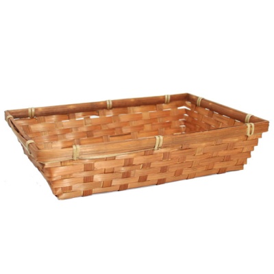 BULK Gift Basket Kit - 30cm BROWN BAMBOO TRAYS / LIGHT GREEN ACCESSORIES x10